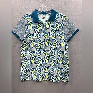 Lands’ End polo shirt women's M tropical fish print golf beach coastal colorful
